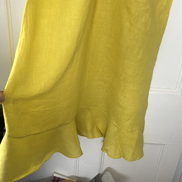 100% linen dress, short sleeves, midi length. Yellow. Size XL/XXL. - Picture 6 of 9